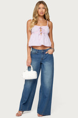 Avenly Striped Tie Front Babydoll Top