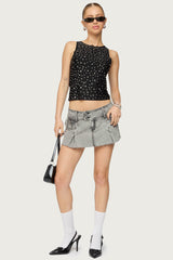 Vintage Washed Denim Mini Skort