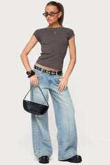 Oliana Ribbed Boat Neck T Shirt