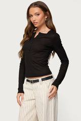 Nettie Ribbed Henley Top