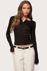 Nettie Ribbed Henley Top