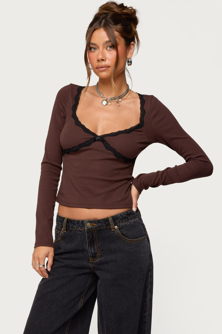 Porta Contrast Lacey Top