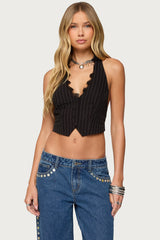 Devon Lacey Pinstripe Halter Top