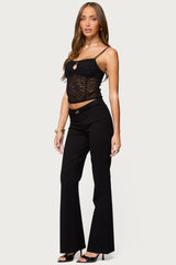 Janice Sheer Lace Keyhole Tank Top