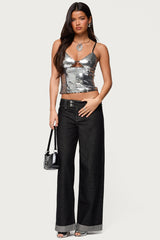 Rokko Cut Out Sequin Top