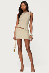 Goldy Metallic Knit Mini Skort