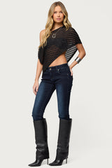 Loma Asymmetric Off Shoulder Knit Poncho