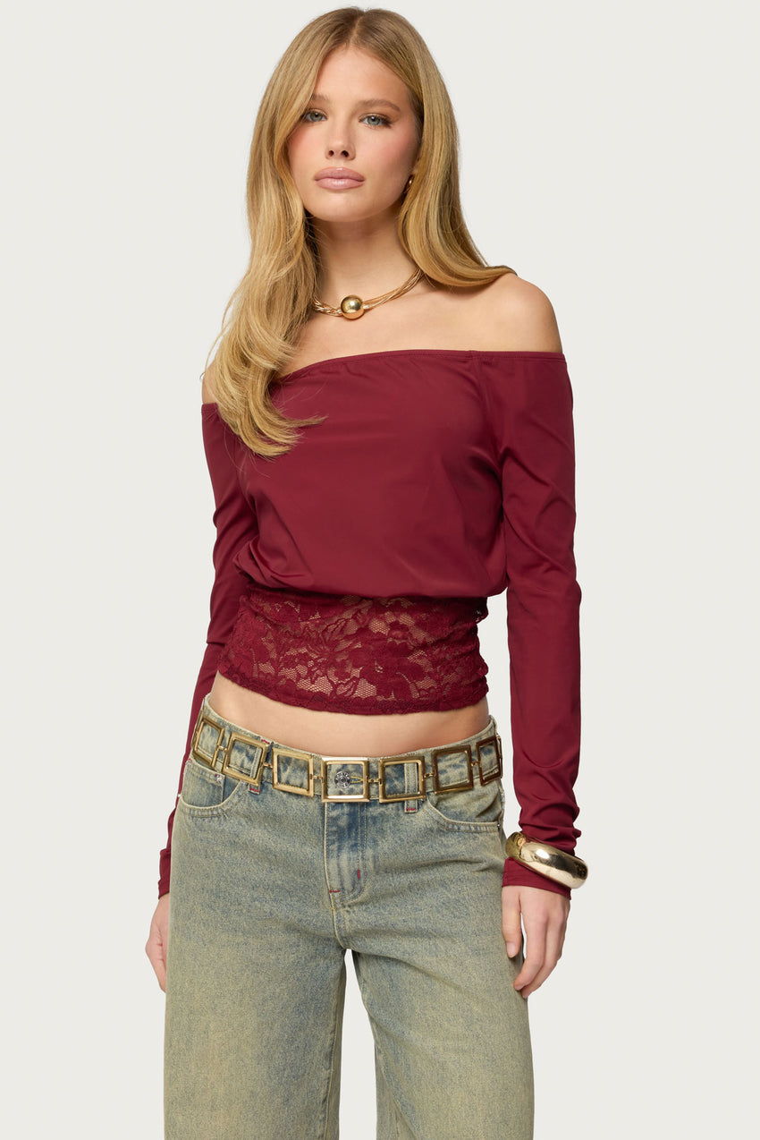 Dorona Lacey Off Shoulder Top