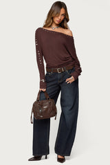 Paola Off Shoulder Stud Top