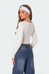 Nat Ruched V Neck Top