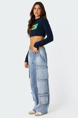 Tara Low Rise Baggy Cargo Jeans