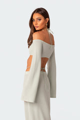Celeste Off Shoulder Twist Crop Top