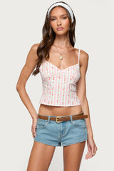Raia Floral Striped Backless Top