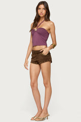 Abstract Metal Detail Halter Top