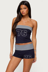 76 Stripey Fold Over Tube Top