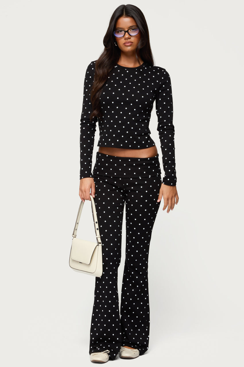 Daliya Polka Dot Fold Over Pants