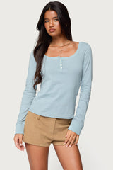 Steffey Scoop Neck Henley Top