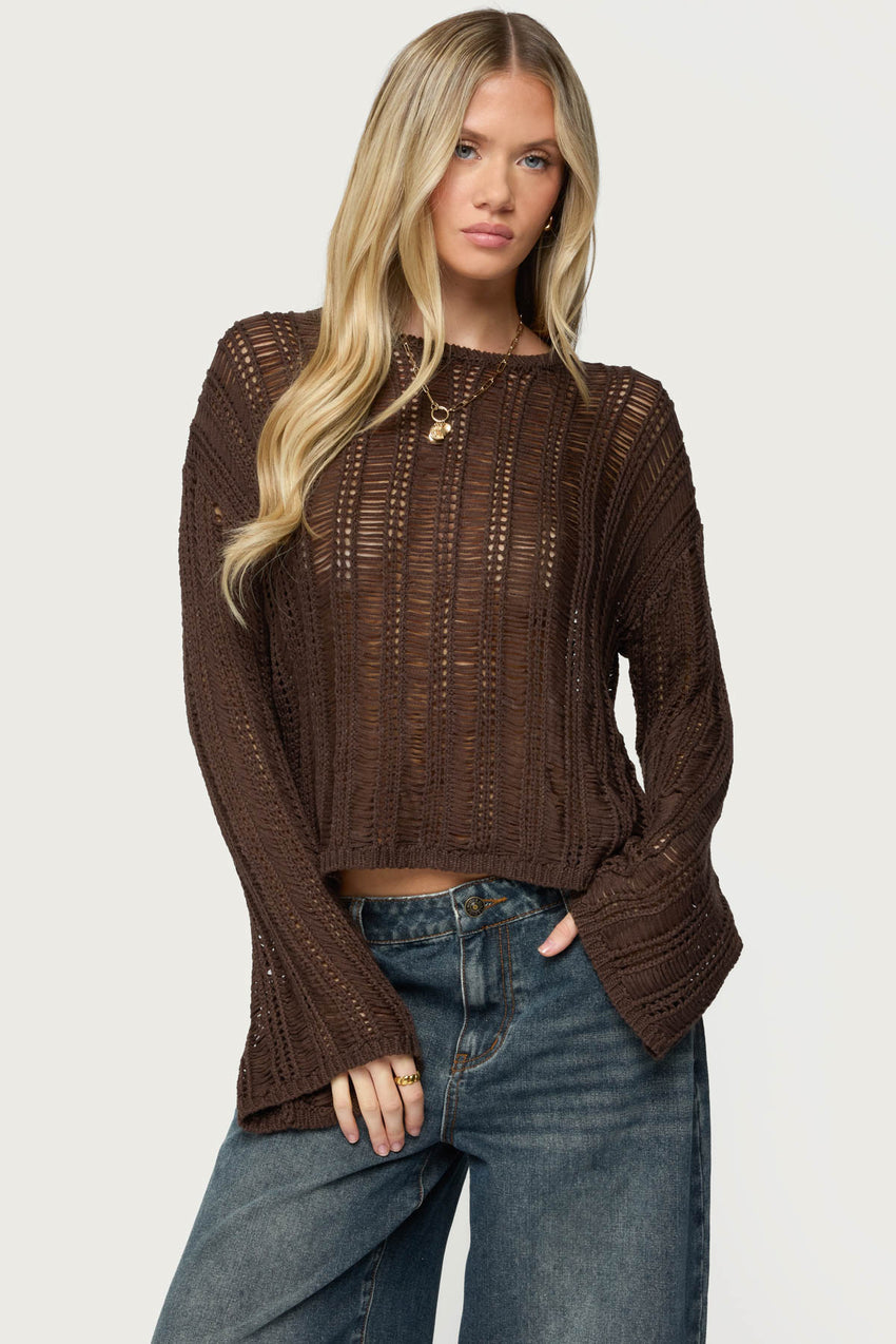 Jaide Sheer Ladder Knit Sweater