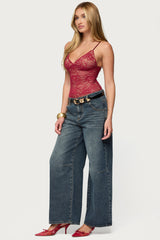 Nolyn Sheer Lace V Neck Bodysuit