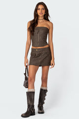 Ziva Faux Leather Mini Skirt