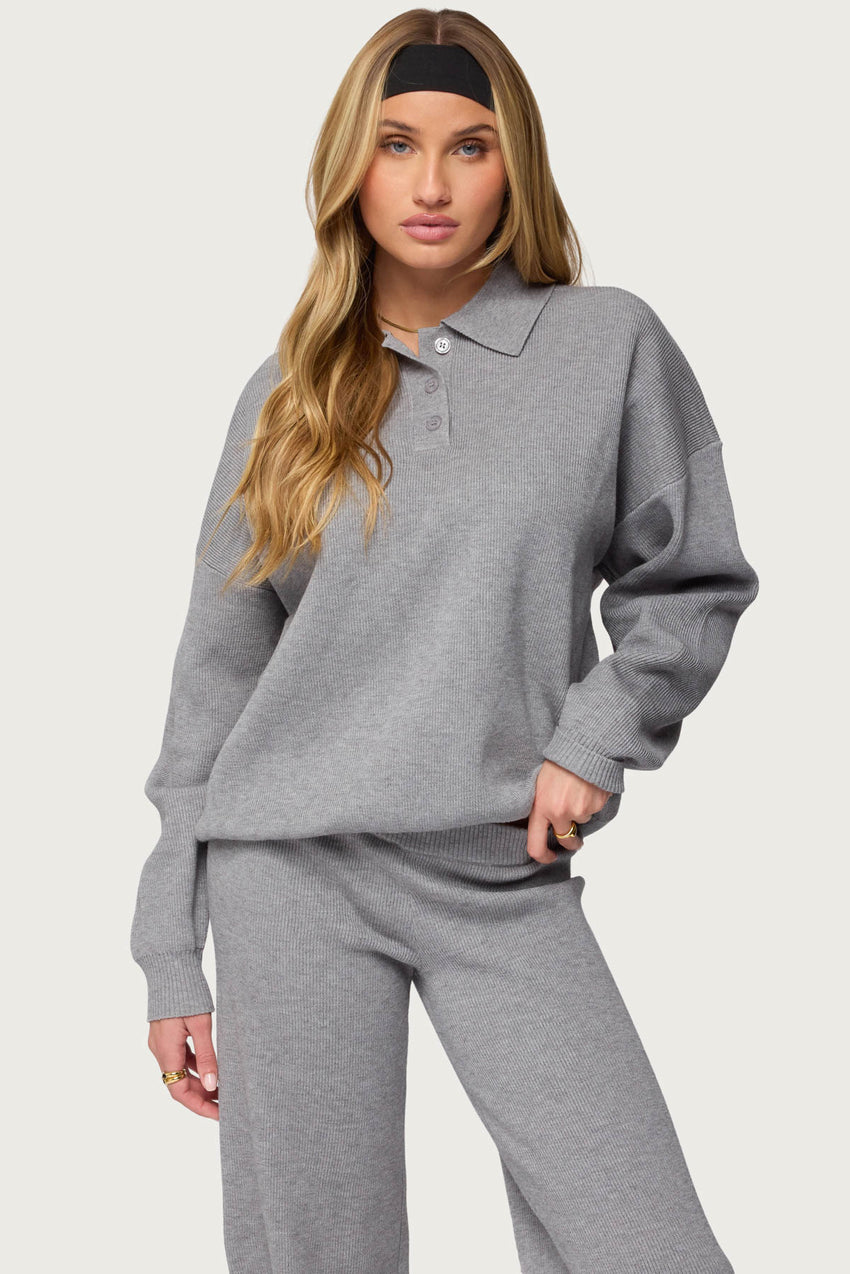 Lorie Oversized Knit Polo Sweater