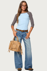Keri Boat Neck Contrast Raglan Top