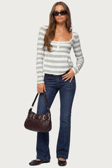 Lockie Striped Knit Babydoll Top