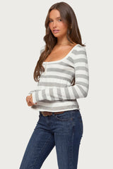 Lockie Striped Knit Babydoll Top