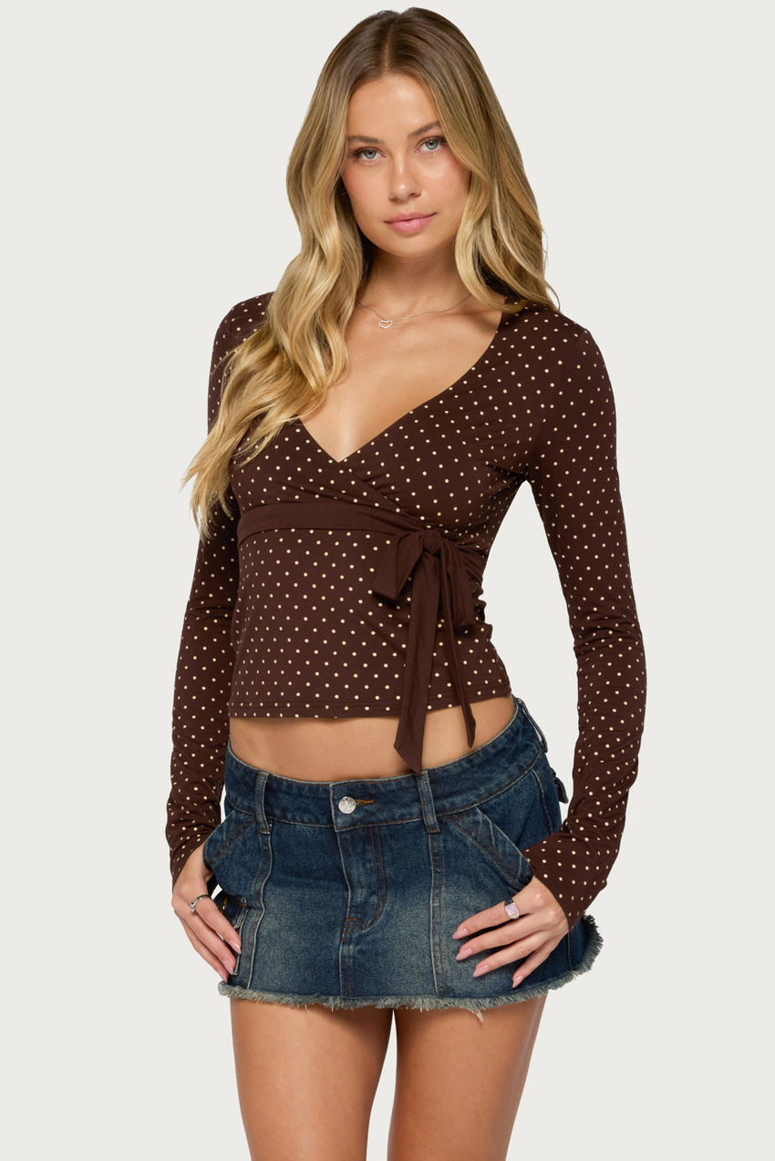 Ilen Polka Dot Wrap Top